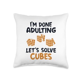 Done Adulting Let's Solve Cubes Speedcubing Cuber Throw Pillow