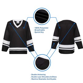 EALER H400 Series Blank Ice Hockey Practice Jersey League Jersey for Men and Boys - Senior and Junior - Adult and Youth Black/White