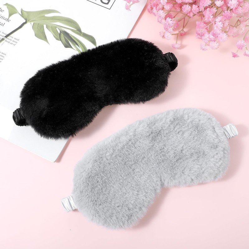 WY LIGHTING LEVEL 2 Pcs Plush Eye Mask Soft Sleeping