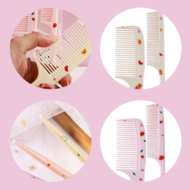 4 Pieces Fruit Comb, Strawberry and Orange Pattern Hair Comb,