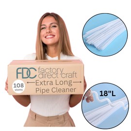 Pack of 108 Extra Long Pipe Cleaners for Arts and Crafts, Bow Making, Cleaning Small Nooks and Crannies, and More - Flexible 18 Inch Longer Size Chenille Stem Fuzzy Sticks
