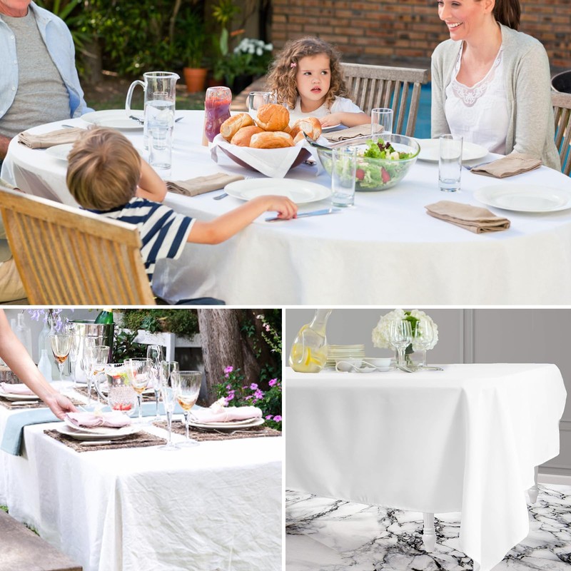 Zkaoai Tablecloth White, Pack of 4 Rectangular White Tablecloths, Waterproof