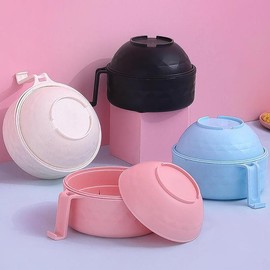 Polypropylene 3-in-1 Ramen Bowl Set – Includes Spoon, Fork, and Chopsticks – Microwave Safe, Lightweight, and Perfect for College Dorms, Outdoor Adventures, or as a Unique Holiday Gift. - Color: Pink