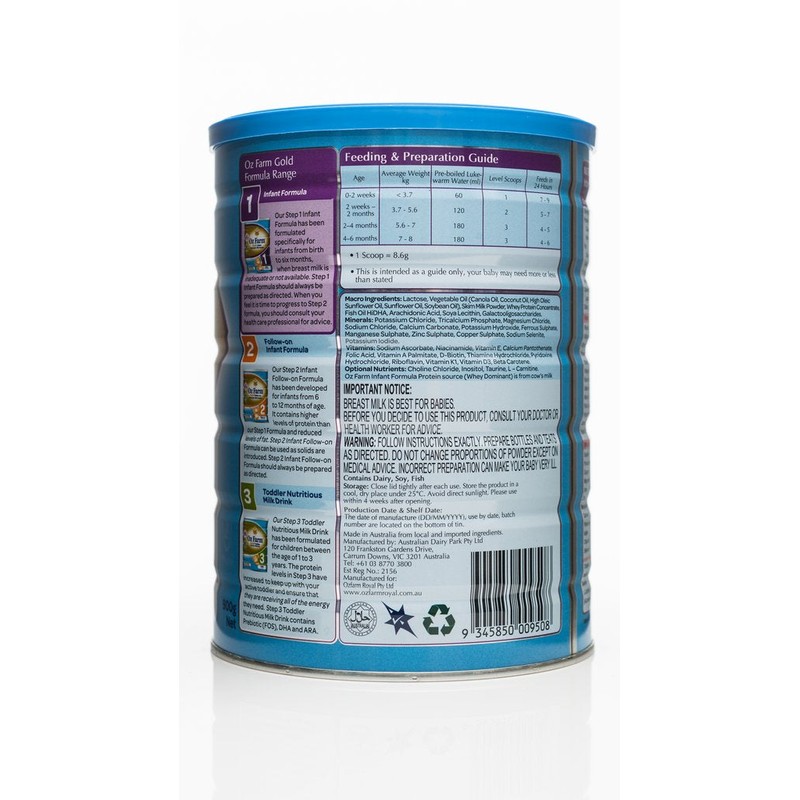 Oz Farm Gold Step 1 Infant Formula 900g
