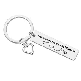 Nekoki Valentines Day Gifts Couple Keychain Long Distance Relationship Gift I Love You More Than The Miles Between Us Keychain for Girlfriend Boyfriend Trucker Husband Dad Gifts