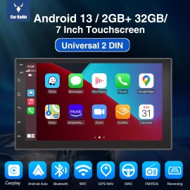 ESSGOO 32GB 7" Apple Carplay Android 13 Car Stereo GPS Wifi Double 2 DIN MP5 Radio +CAM