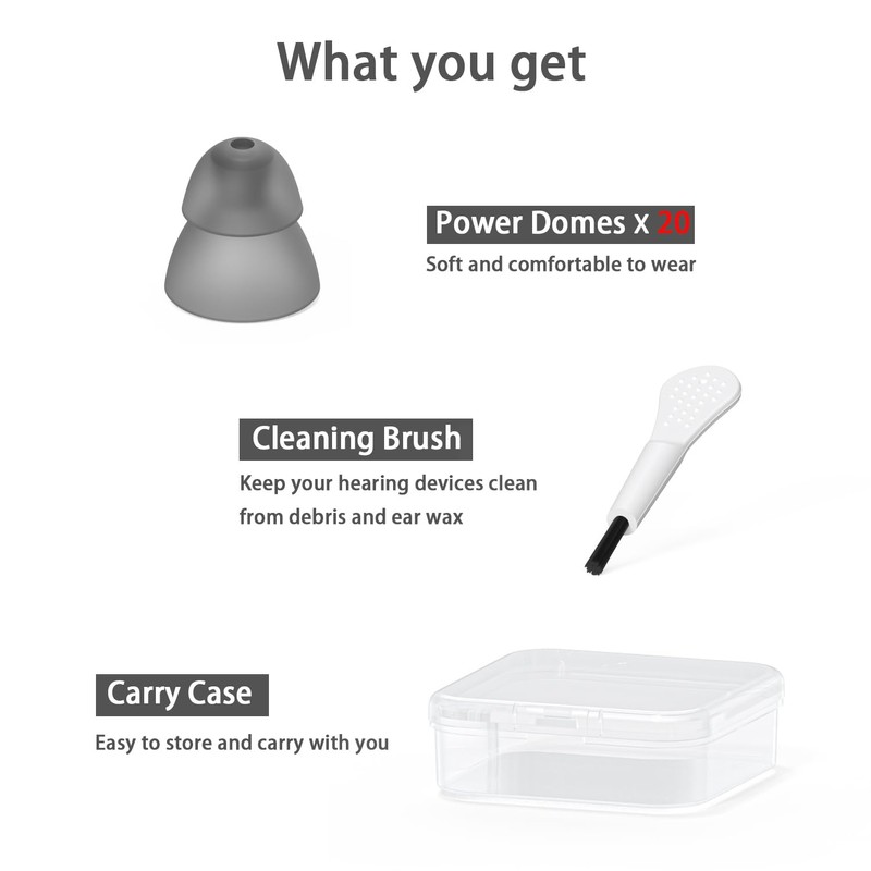 Resound Compatible Hearing Aid Domes Smoky Power Dome Ear Tips