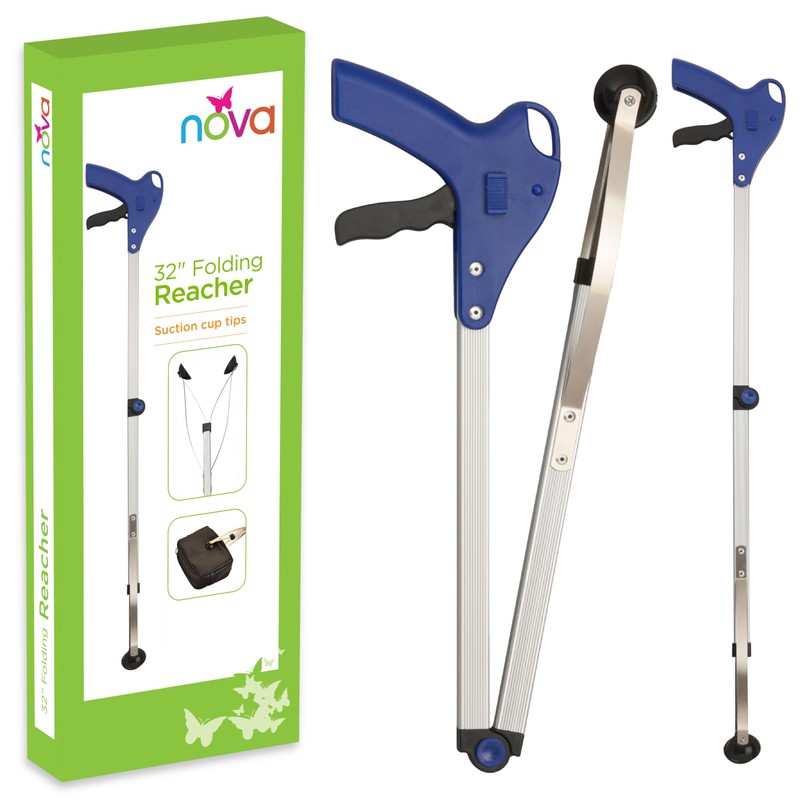 NOVA 32” Folding Reacher Grabber Tool – Lightweight Suction Grip