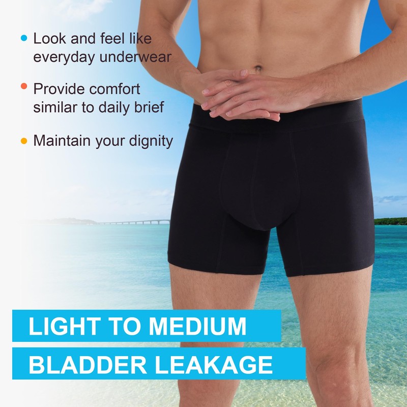 IRISMORII Incontinence Underwear for Men Washable Urinary Leak Proof Absorbent