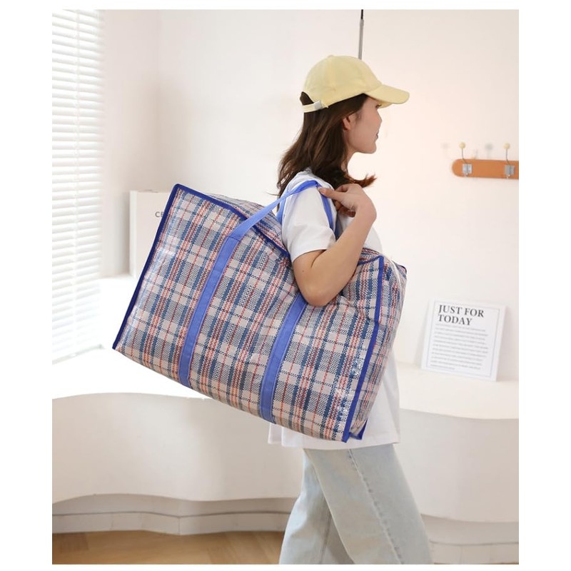 Checkered Moving Bags,Storage Totes with Zipper and Handle for Clothes,
