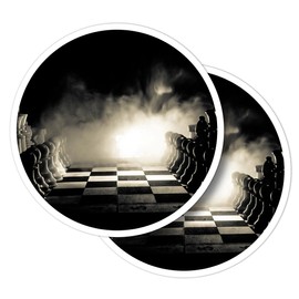 Vinyl Round Stickers (Set of 2) 7.5cm - Dark Chess Board Game Skill Strategy for Laptops, Tablets, Luggage, Scrap Booking, Fridges #52798