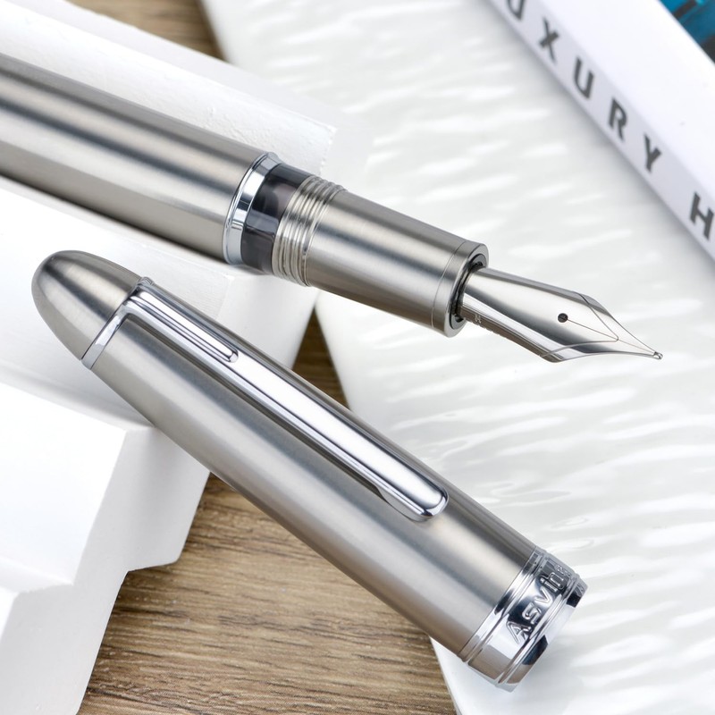 Asvine J16 Solid Titanium Fountain Pen Medium Jowo Nib Piston