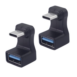 LANMINGLEL 180 Degree Angle USB C Adapter 100W 5Gbps 4K@60Hz U Shape USB Female to USB-C Male Connector for Steam Deck/Switch 2 Pack (USB A 11mm)