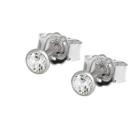 NKlaus Pair of Stud Earrings White Gold 333 8 Carat Gold Cubic Zirconia White Women Men Stud Earrings, White Gold, Zircon