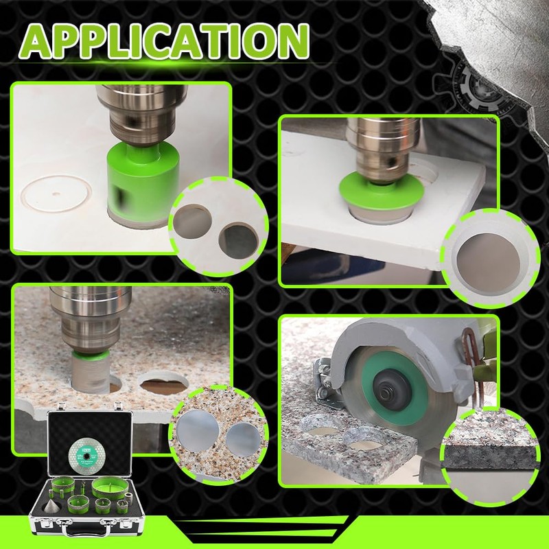 Diamond Hole Saw Kit, 16PCS Tile Hole Saw Kit 6/8/10/25/35/50/65/100+20mm