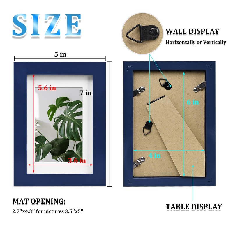 EGOFINE 7x5 Picture Frame - Made of Solid Wood for
