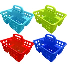 Black Duck Brand Set of 4 Divided 3-Compartment Plastic Caddies with Handle, Great for Classrooms, Showers, Arts & Crafts and More!
