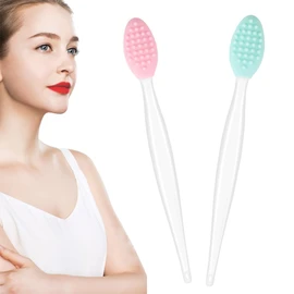 Yoizyfree 2 pcs Silicone Lip Scrub Brush Lip Scrubber Tool Lip Exfoliator Brush Exfoliating Lip Scrub Tool for Dark Lips