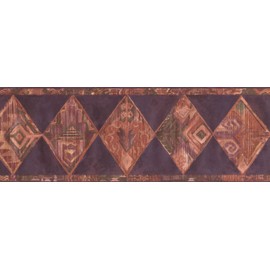 CONCORD WALLCOVERINGS ™ Wallpaper Border Art Pattern Geometrical Ornaments for Cottage Bedroom Living Room, Purple Green Beige, 15 ft by 7 in UE937B