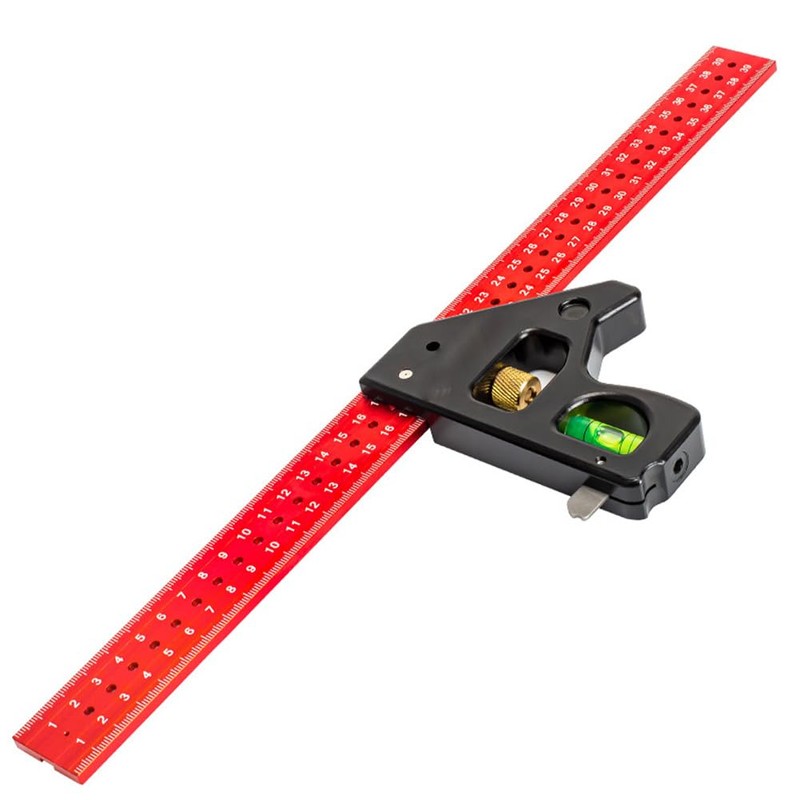 12 Inch Heavy Duty Combination Square, Aluminum Alloy 45°/90°Woodworking Square