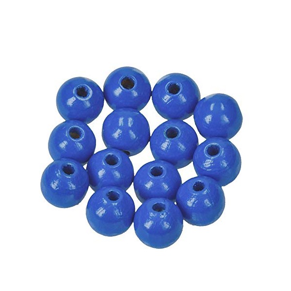 Efco 1400848 10 mm 53-Piece Wooden Beads Hole, Middle Blue