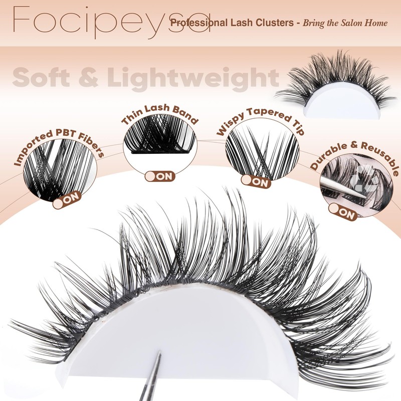 Focipeysa Wispy Lash Clusters Natural Clusters Lashes Wispy Individual Lashes