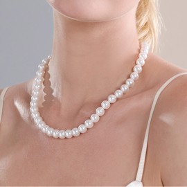 Inateannal Boho Pearl Choker Necklace Gold Pearl Chain Necklace White Faux Pearl beaded Necklace Bride Pearl Necklace Jewelry for Women and Girls Gifts