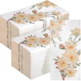 200 Pcs Floral Guest Napkins Bathroom Napkins Guest Disposable Hand Towels Dinner Paper Napkins Decorative Towels for Wedding Holiday Anniversary Birthday Tea Party Baby Shower