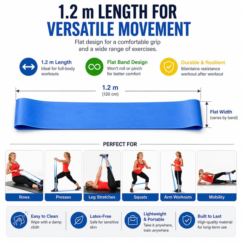Resistance Band Kit (5 x 1.2m Bands) Use for Strength