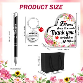 HOWAF Teacher Gifts for Women Men, Thank You Heart-Shaped Acrylic Plaque, Teacher Keyring, Thank You Ballpoint Pens Gifts for Teachers Leaving Gifts, Best Teacher Gift, Thank You Teacher Gifts