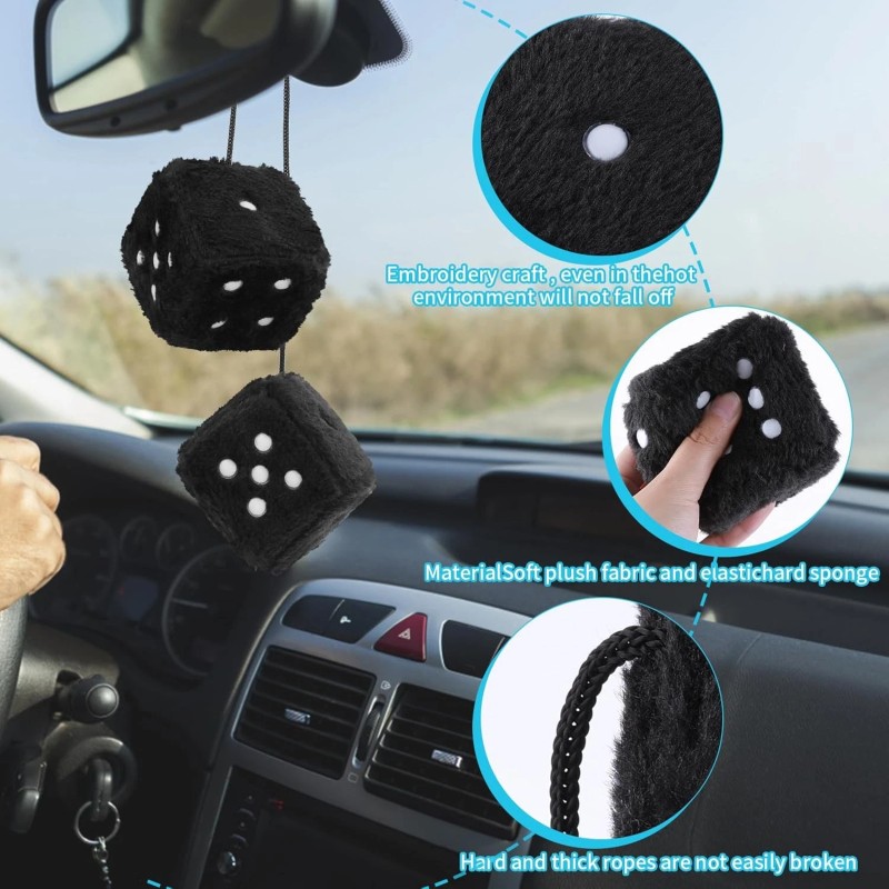 Brand: DIVINA VITAE Fuzzy Dice for Car Mirror, Pair of