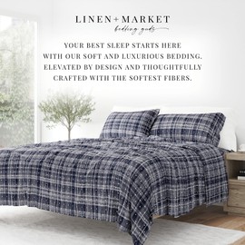 Linen Market 4 Piece Full Bedding Sheet Set (Navy Polka) - Sleep Better Than Ever with These Ultra-Soft & Cooling Bed Sheets for Your Full Size Bed - Deep Pocket Fits 16" Mattress