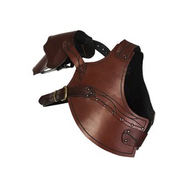 Andracor - Archers Chest Protection - Lightweight Leather Armour with Left or Right Shoulder Plate - Brown & Black - LARP Medieval Steampunk & Cosplay