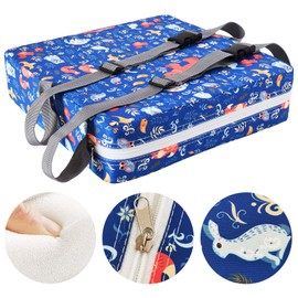 Sunmall Dining Chair Heightening Cushion Portable Dismountable Adjustable Highchair Booster for Baby Toddler Kids Infant Washable Thick Chair Seat Pad Mat (Blue Bear)