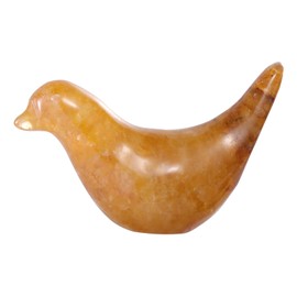 Artistone 2.8" Hand Carved Citrine Birds Figurine，Nature Stone Animal Statues Home Decor for Living Room，Bedroom，Office Desktop