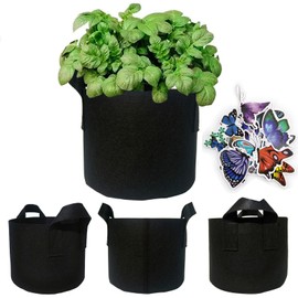 Molysun 5 Gallon Plant Grow Bags, 4 Pack Thickened Nonwoven Fabric Pots for Garden Vegetable Flower Black