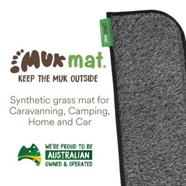 Muk Mat Rounded Caravan Step Artificial Grass Mat, Premium Door Mat, Effective Dirt Trap, Water Resistant, Easy to Clean, Travel Essential, Durable, Heavy Duty, Medium 58cm x 26cm, Dark Grey