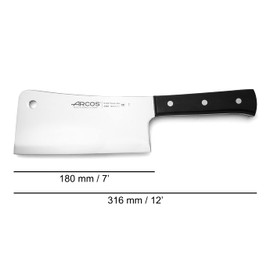 Arcos 288300 Serie Universal - Hackmesser - Klinge Nitrum Edelstahl 180 mm - HandGriff Polyoxymethylen (POM) Farbe Schwarz, 22.5 x 20 x 20 cm