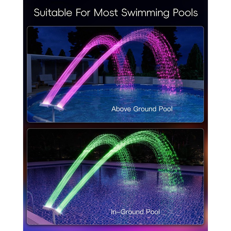 2025 Upgrade Higher Pool Fountain with Lights for Above Ground/Inground