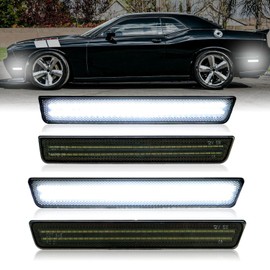 DouMmantn LED Side Marker Lights Compatible with Challenger 2015 2016 2017 2018 2019 2020 2021 2022 2023 2024 Front Rear Bumper Fender Lights, Smoked Lens Running Light, 4PCS