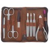 Tenartis 9 Piece Stainless Steel Manicure and Pedicure Case Real Leather
