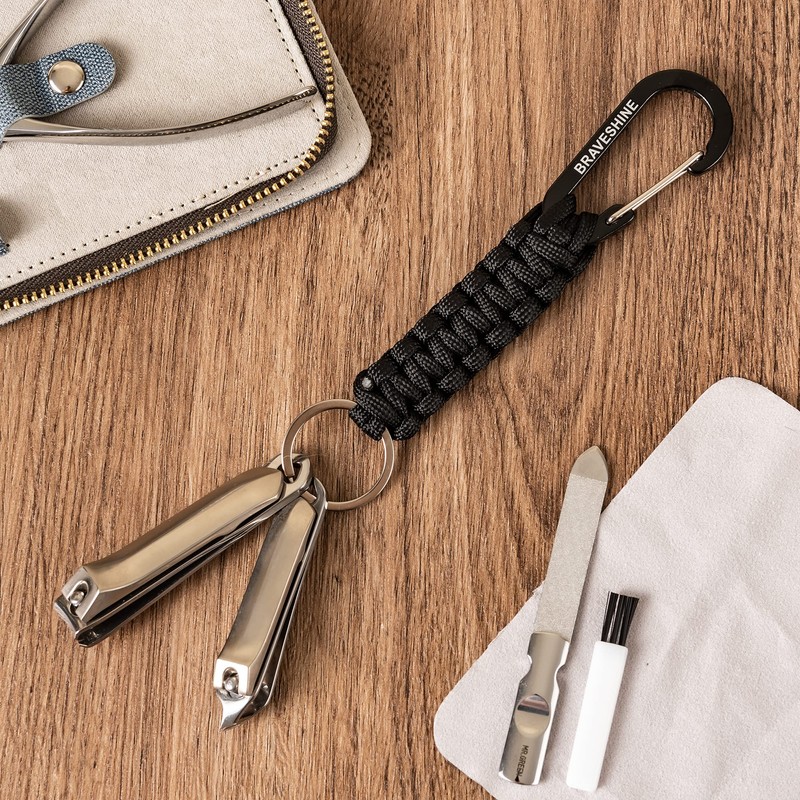BRAVESHINE Double Head Paracord Braided Carabiner Paracord Lanyard Keychain Keychain