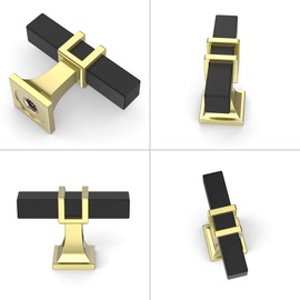 Coinkoly 10 Pack Gold and Black Cabinet Knobs Single Hole Drawer Knobs Kitchen Cupboard Knobs UK0012