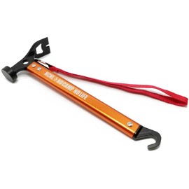 NCNL (NO CAMP NO LIFE) Peg Hammer, Tent Hammer, Camping Hammer, Lightweight, Camping, Solo Camping, Outdoor Equipment, Camping Equipment, With Strap (Orange)