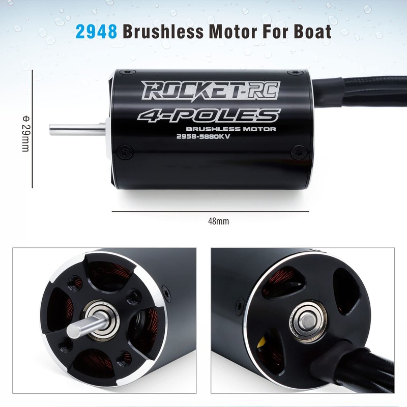 Surpass Hobby 2948 5880KV Brushless Motor Shaft 3.175mm with Water