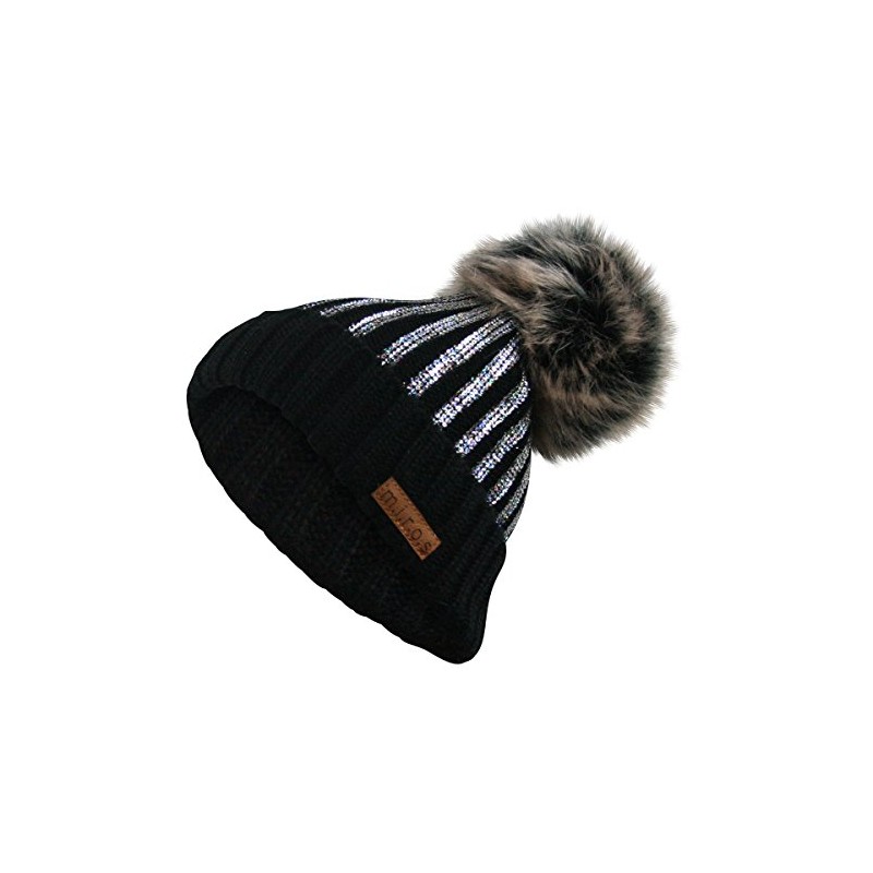 m.i.r.o.s Odette Women's Winter Hat Black with Silver Sequin Print