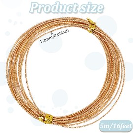 DELORIGIN 17 Gauge (1.2 mm) Twist Jewellery Wire 16 Feet (5 m) Gold-Plated Copper Wire Textured Craft Wire for Making Bracelets, Rings and Jewellery