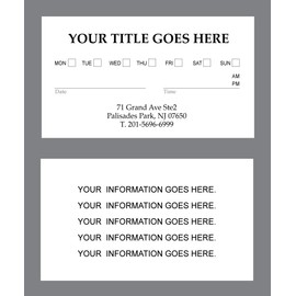 Custom Appointment Business Cards 500 Full color - Customize two sides (front&back) - Appointment reminder card on Front, Your business card info on backside - Made in The USA