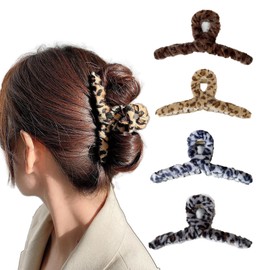 Large Butterfly Hair Claw Clips for Women - 4.5” Leopard Pattern, Strong Hold Hair Accessories for Long and Thick Hair (Pack of 4)
