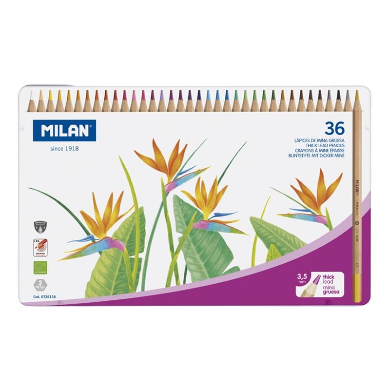 A.C. Milan Caja metálica 36 lápices de Colores con mina